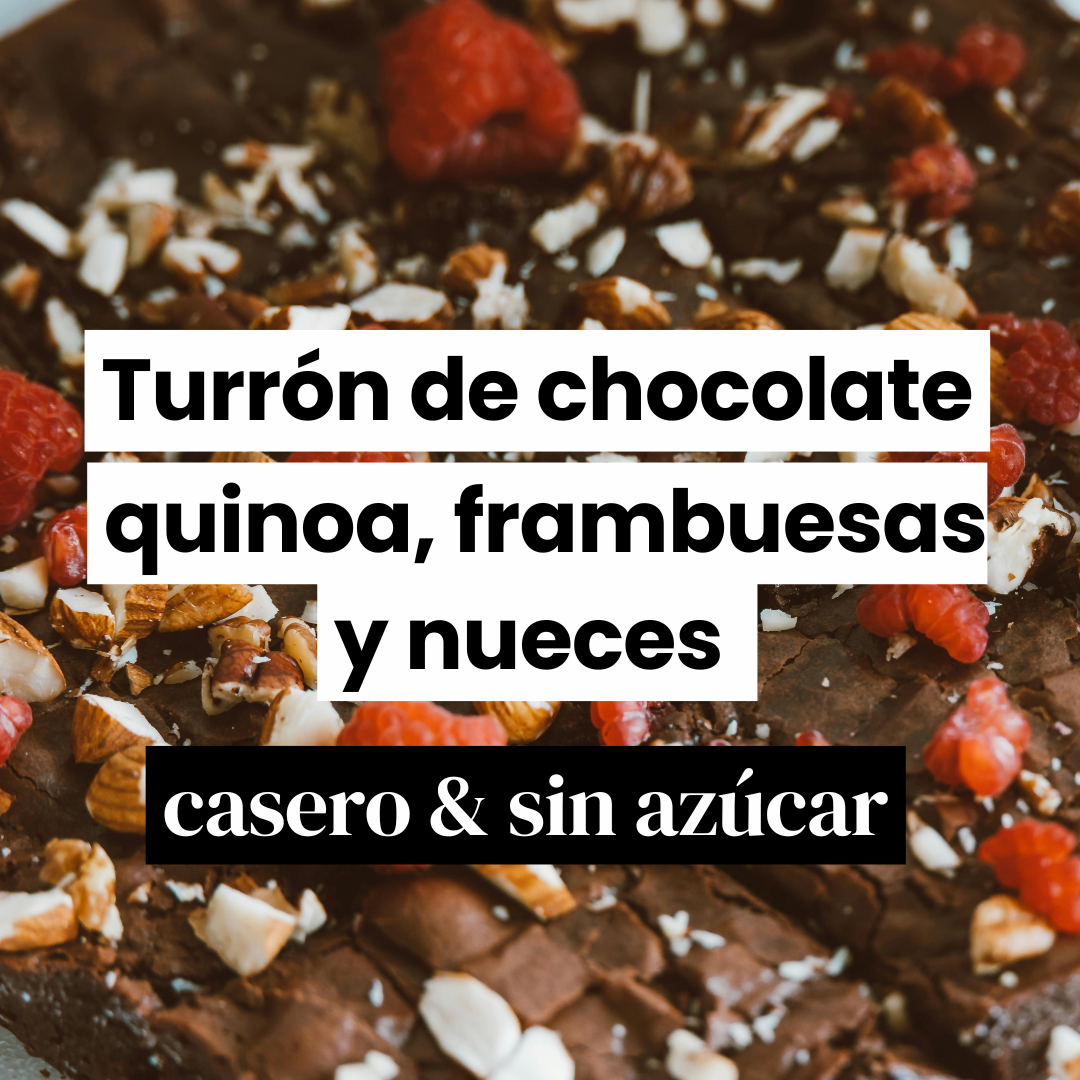 Turrón de chocolate con quinoa y frambuesas