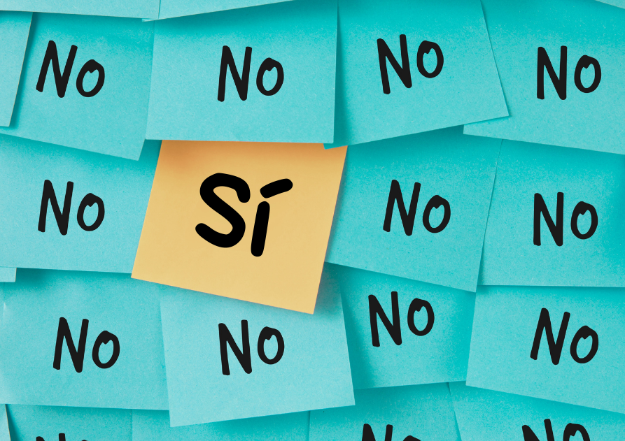 Notas adhesivas con la palabra No y una con Sí