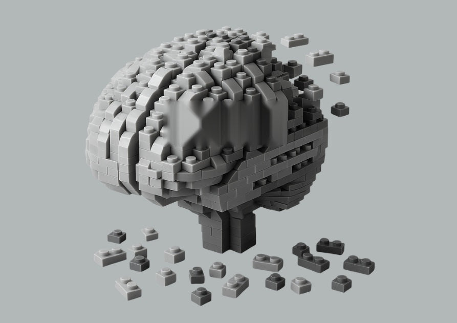 Cerebro hecho de piezas de construcción grises