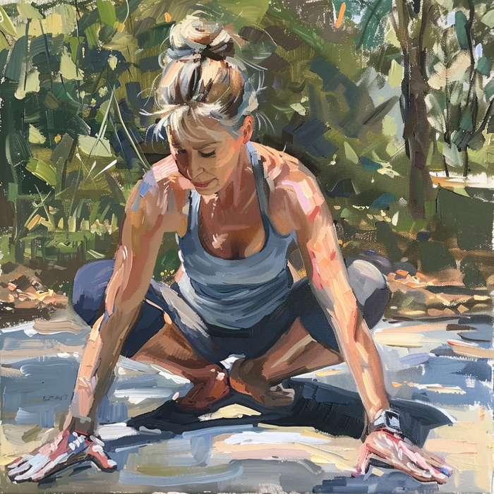 Ilustración de una mujer haciendo ejercicio al aire libre