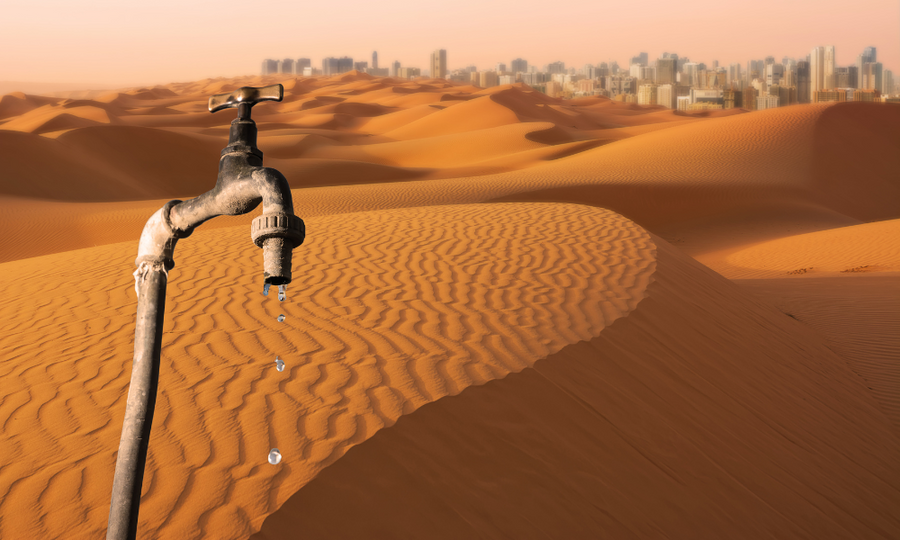 Grifo seco en medio de las dunas del desierto