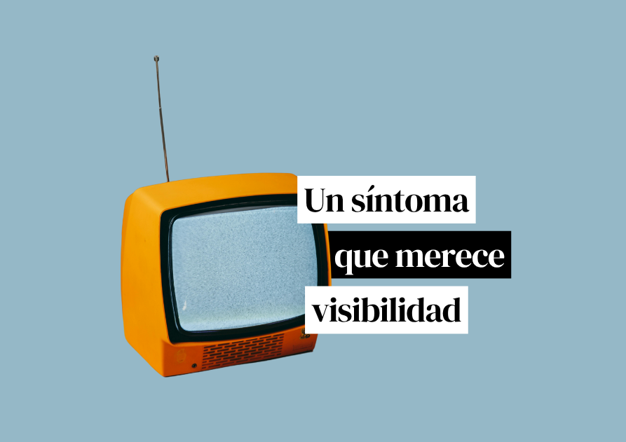 Televisor naranja antiguo con el rótulo «Un síntoma que merece visibilidad»